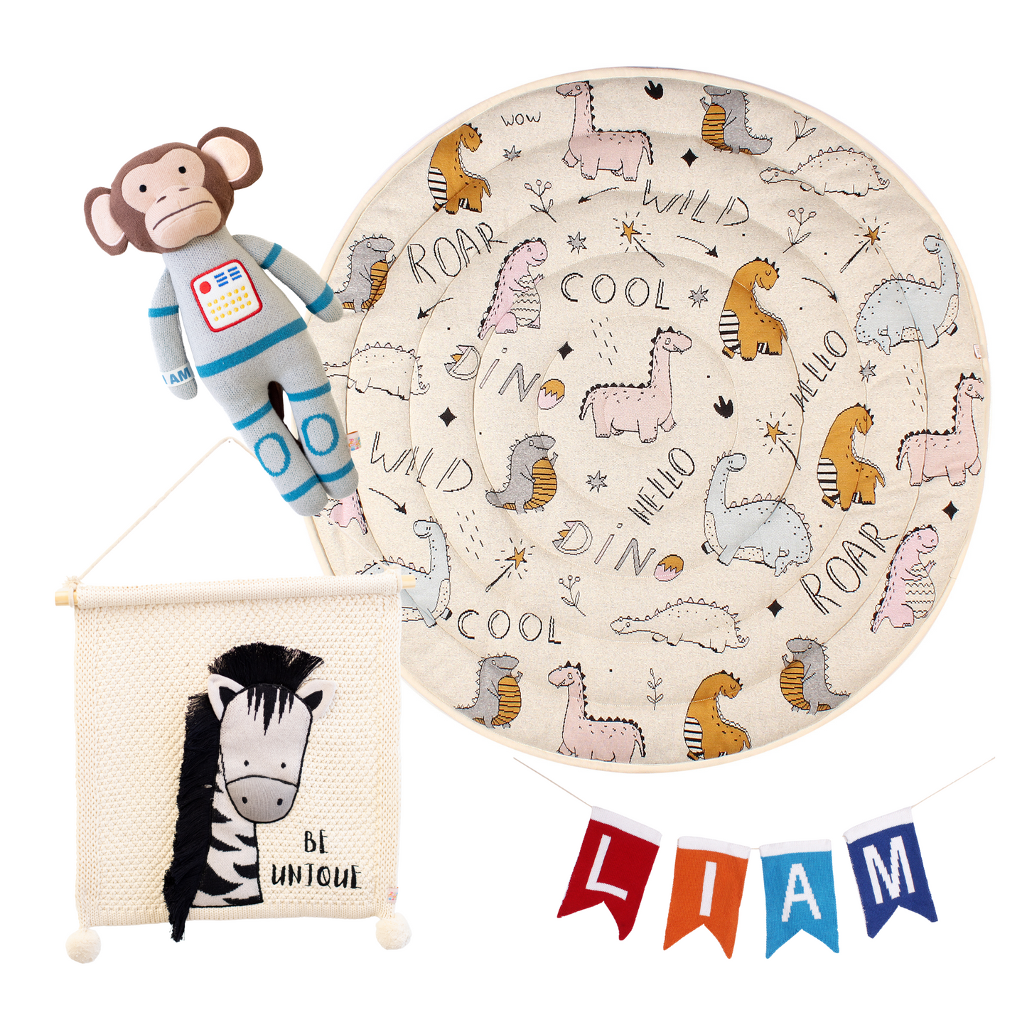 The Ultimate Bundle (ANY 1 Doll + 1 Wall Hanging + ANY 1 PlayMat + 1 Name Bunting)